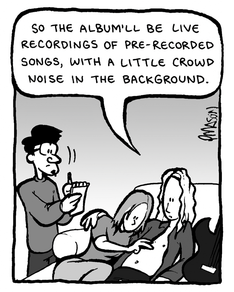 KEVIN EDO: So the album'll be live recordings of pre-recorded songs, with a little crowd noise in the background.