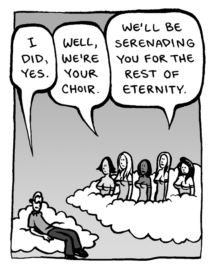BRETT: I did, yes.
NYMPHS: Well, we're your choir.
NYMPHS: We'll be serenading you for the rest of eternity.
