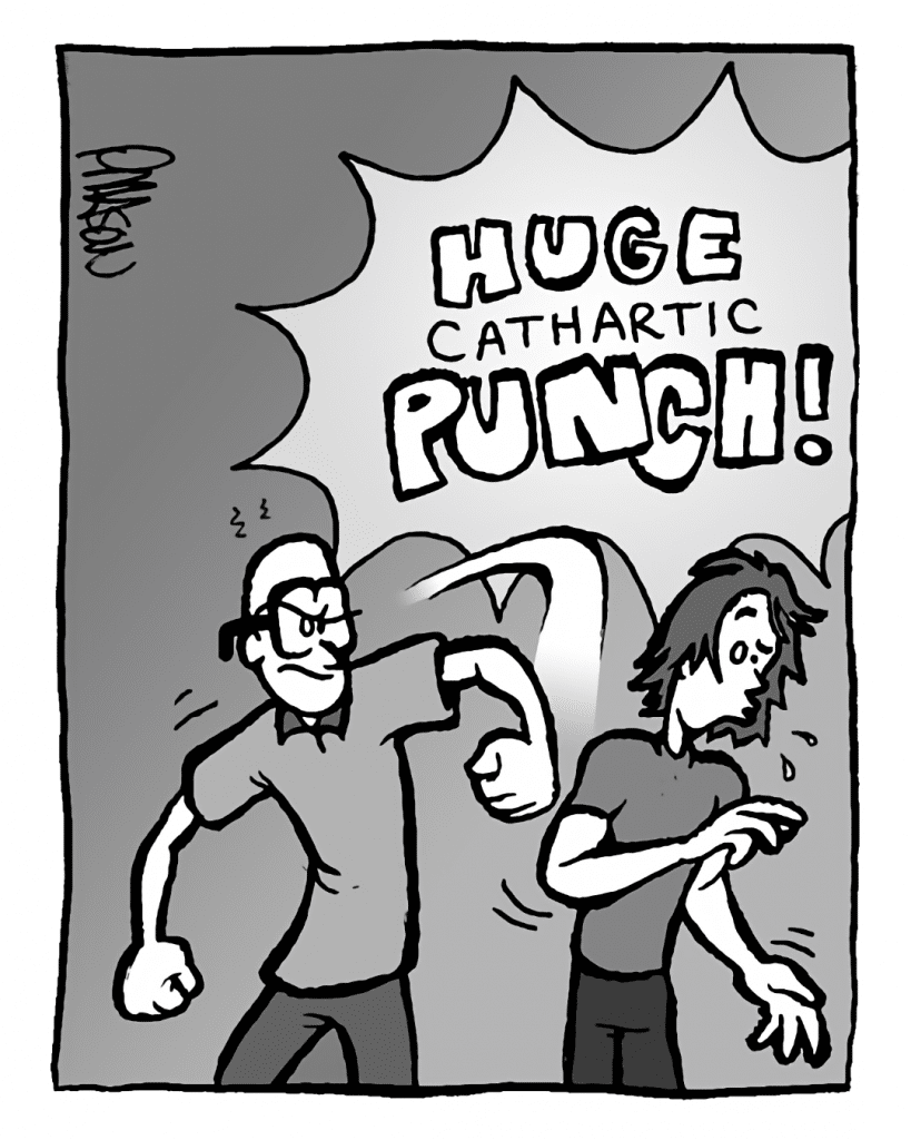SOUND EFFECT: Huge cathartic PUNCH!