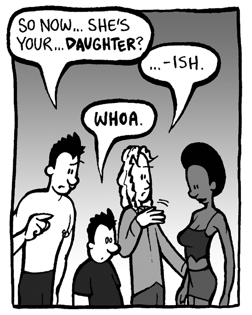 PETER: So now... she's your... DAUGHTER?
KEVIN: ...-ish.
KEITH: WHOA.
